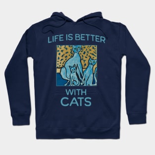 Abstract Naive Blue Life is Better with Cats Hoodie
